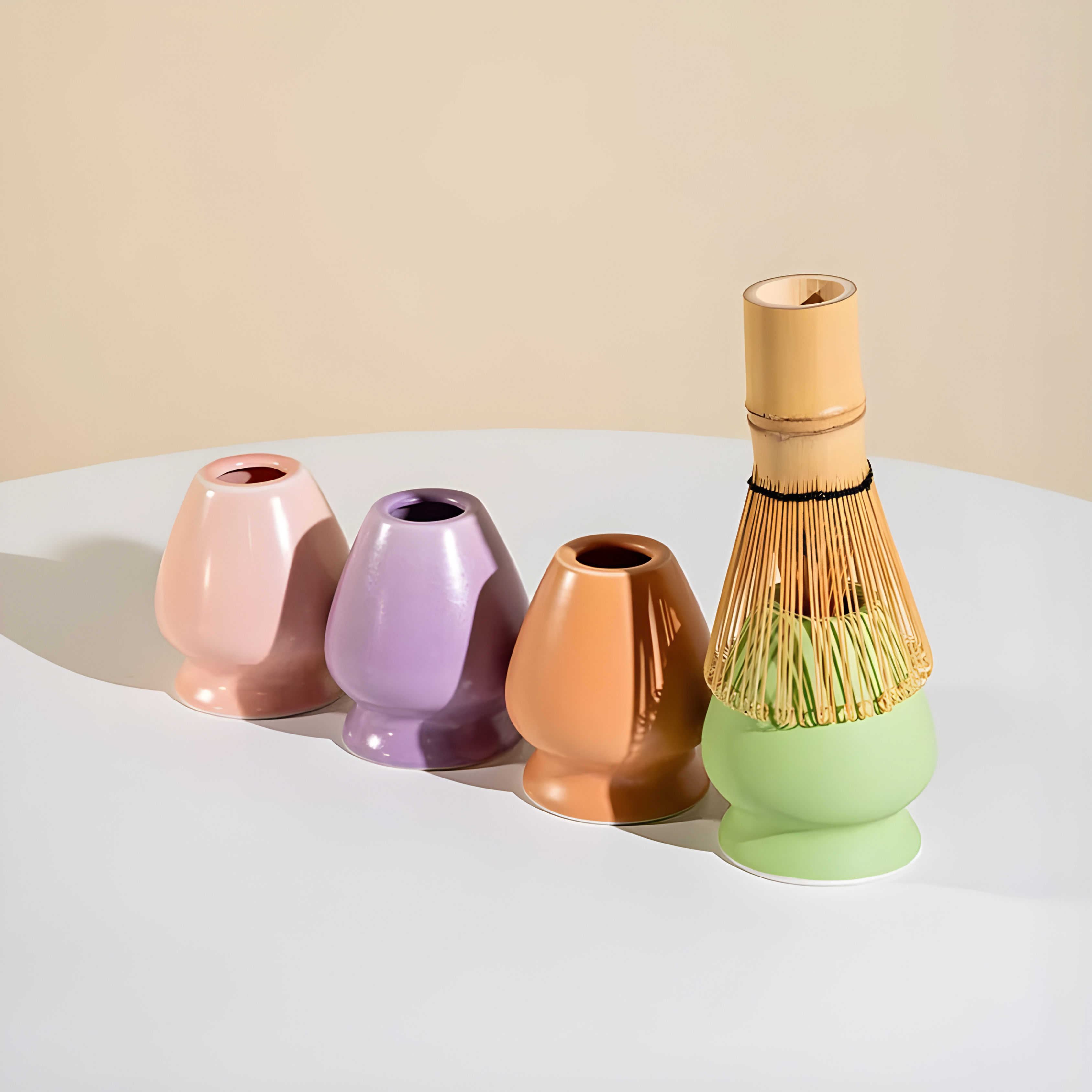 Kit Matcha – Bol Matcha Japonais Violet à Carreaux & Support Fouet (2 Pièces)