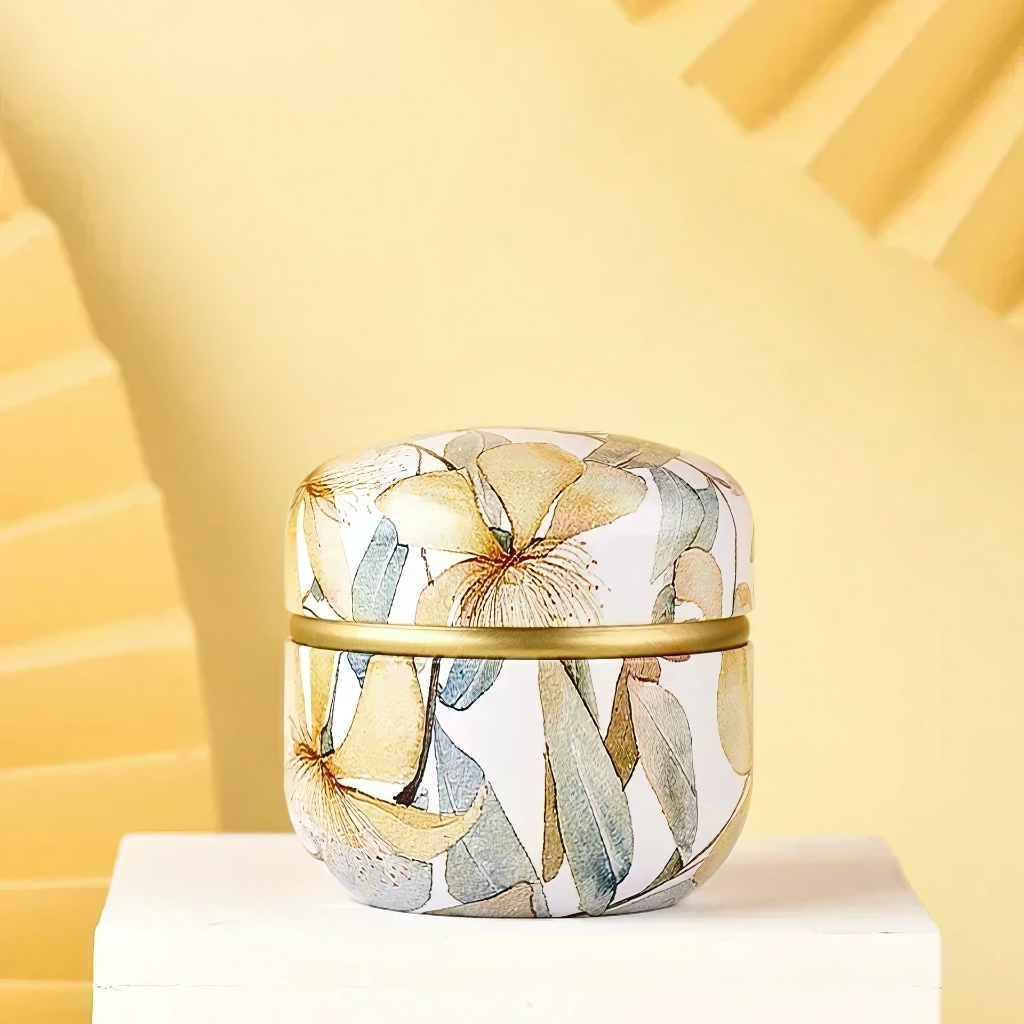 Boîte à thé | Motifs fleuris (Bianco)