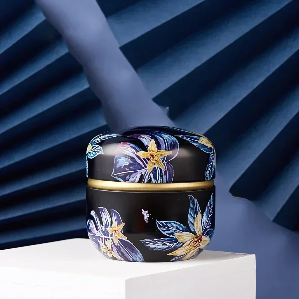 Boîte à thé | Motifs fleuris (Bleu impérial)