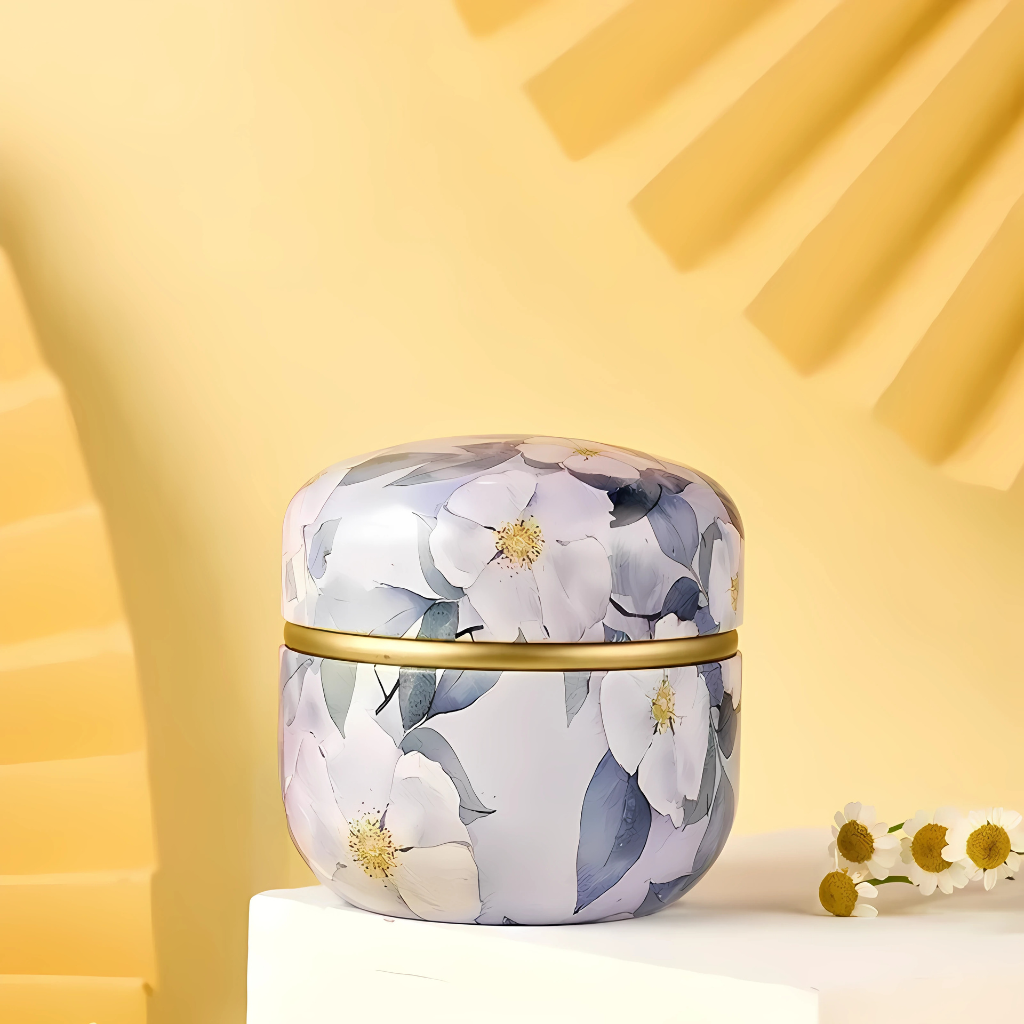 Boîte à thé | Motifs fleuris (Orchidée blanche)