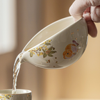 Bol Matcha Japonais – Chawan céramique motif fruits et fleurs