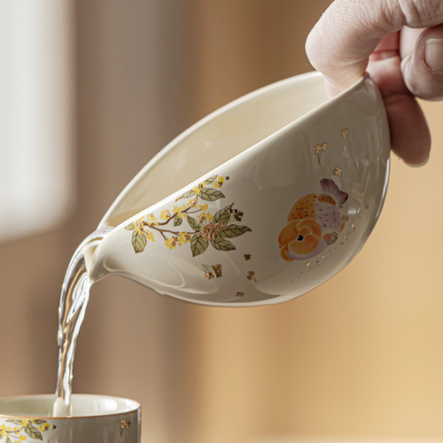 Bol Matcha Japonais – Chawan céramique motif fruits et fleurs