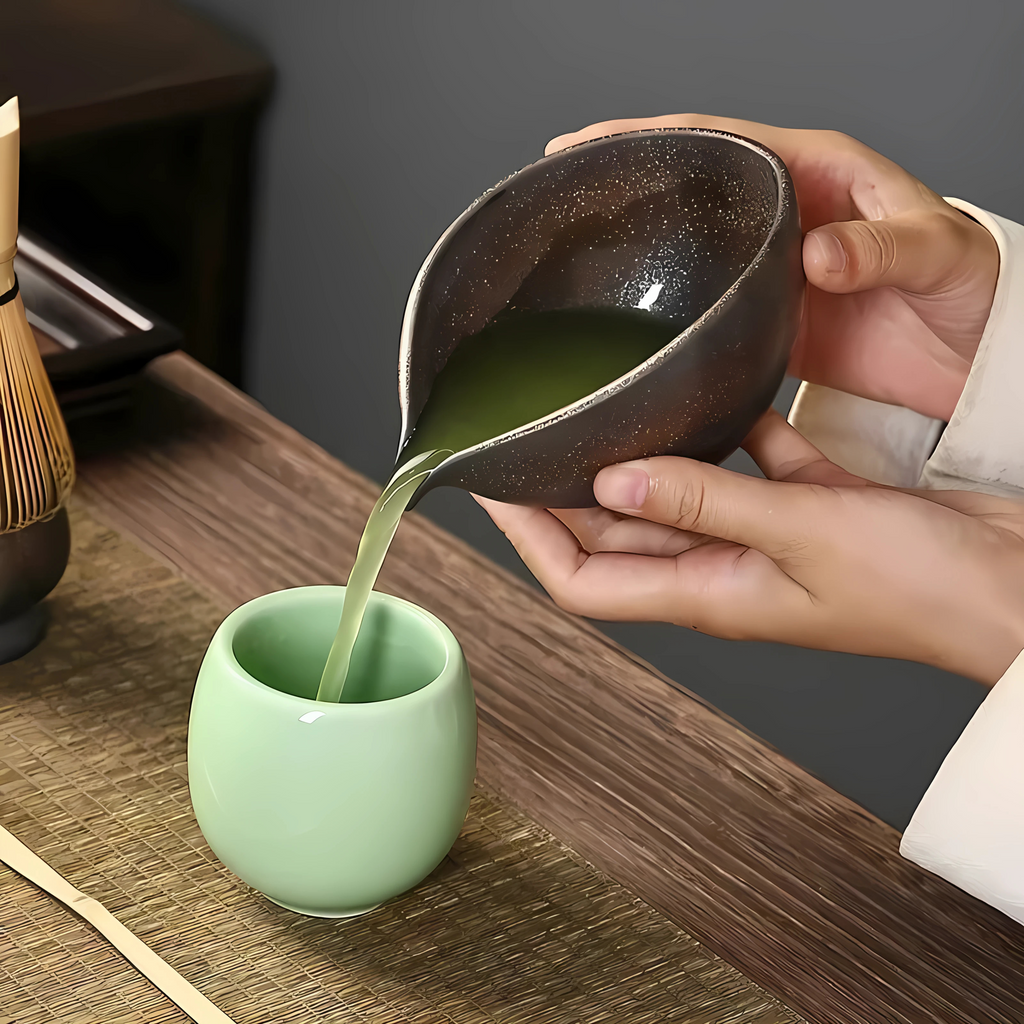 Bol matcha Chawan Japonais en Poterie Naturelle | Finition Pierre Gris Authentique