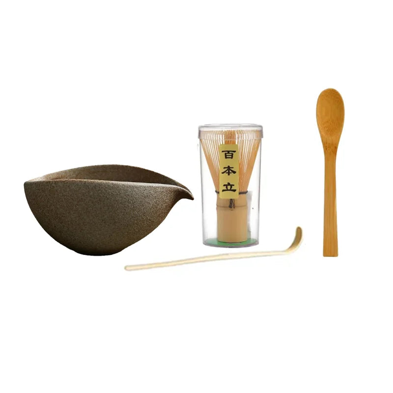 Kit Matcha Japonais – Bol Chawan brun clair + fouet traditionnel bambou