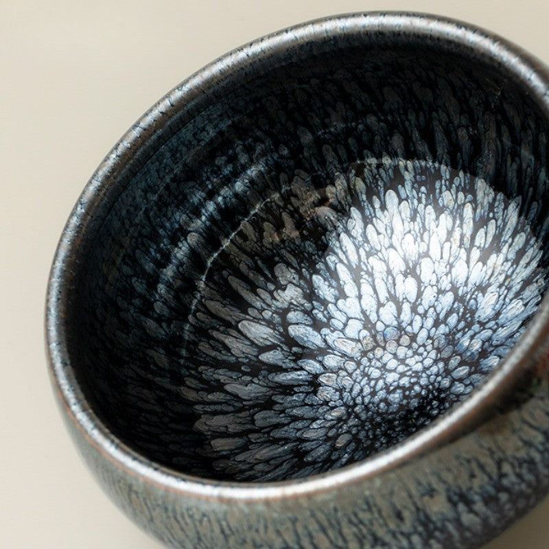 Set Matcha Japonais Tenmoku Noir – Bol Céramique JianZhan + Fouet Bambou et Support (4 Pièces)