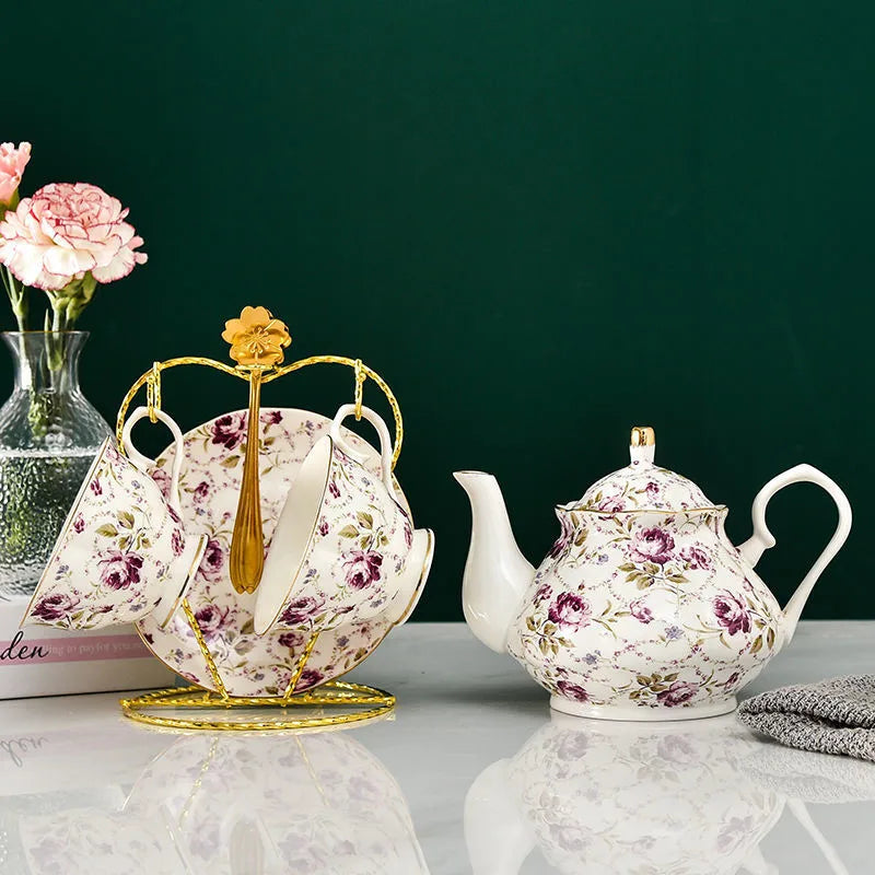 Théière anglaise porcelaine haut de gamme | Théière avec tasse assortie