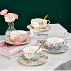 Théière anglaise traditionnelle en porcelaine | Théière avec 2 tasses