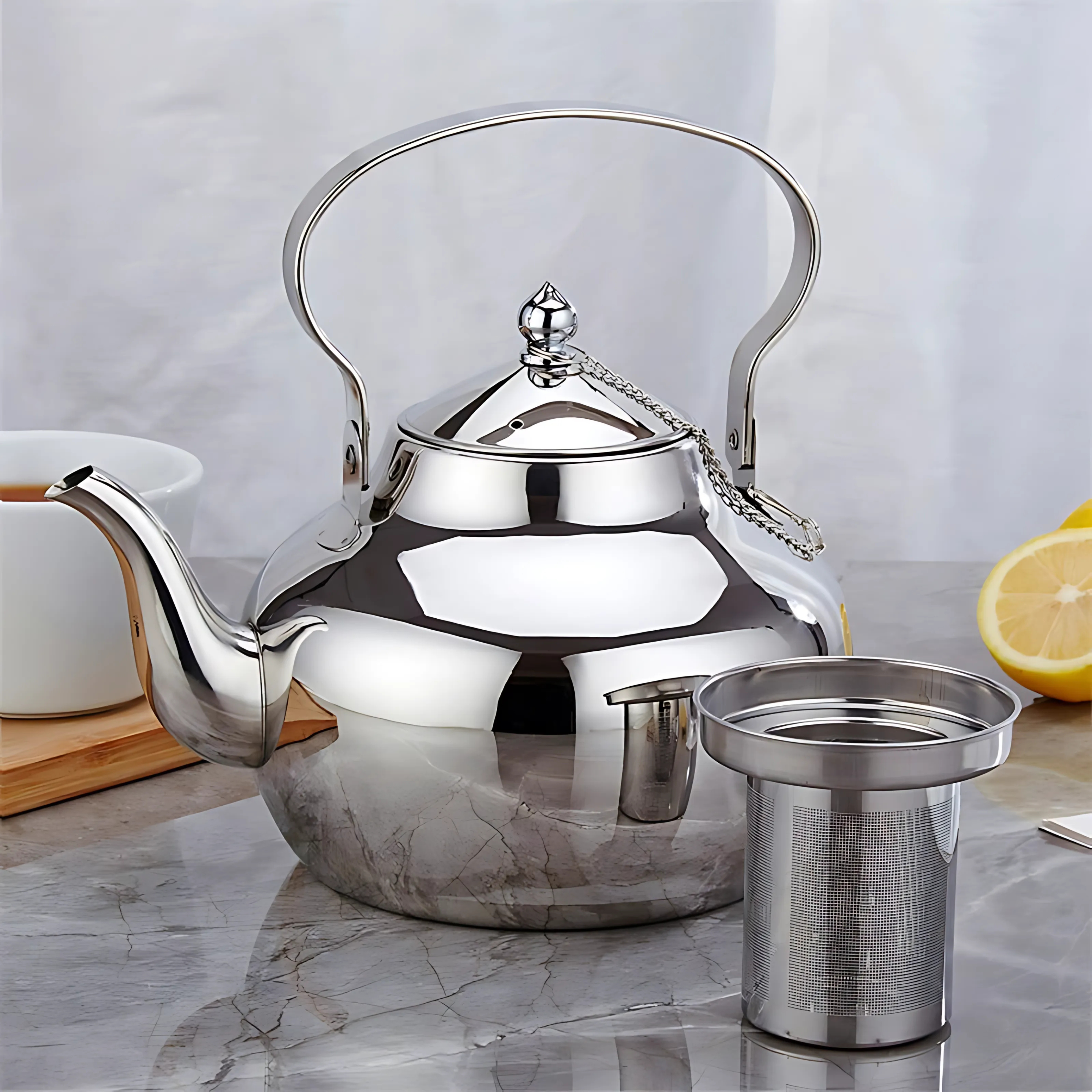 Théière en inox | Argentée avec infuseur