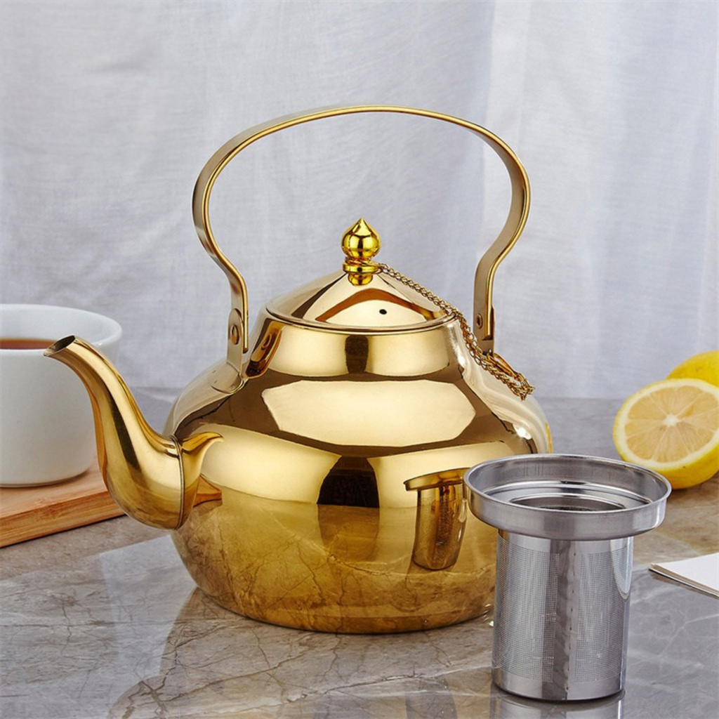 Théière en inox | Dorée avec infuseur