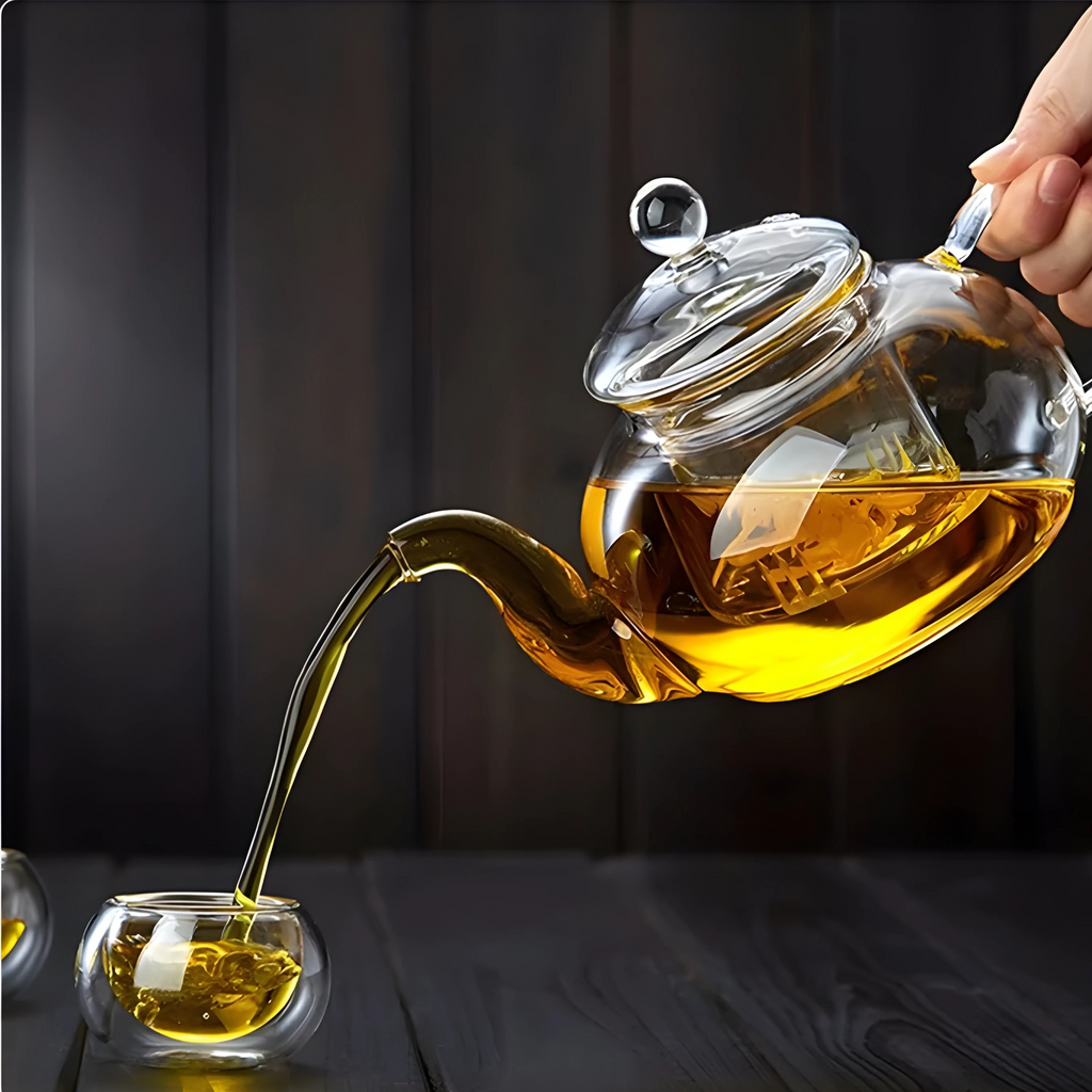 Théière en verre transparente avec filtre | Design élégant
