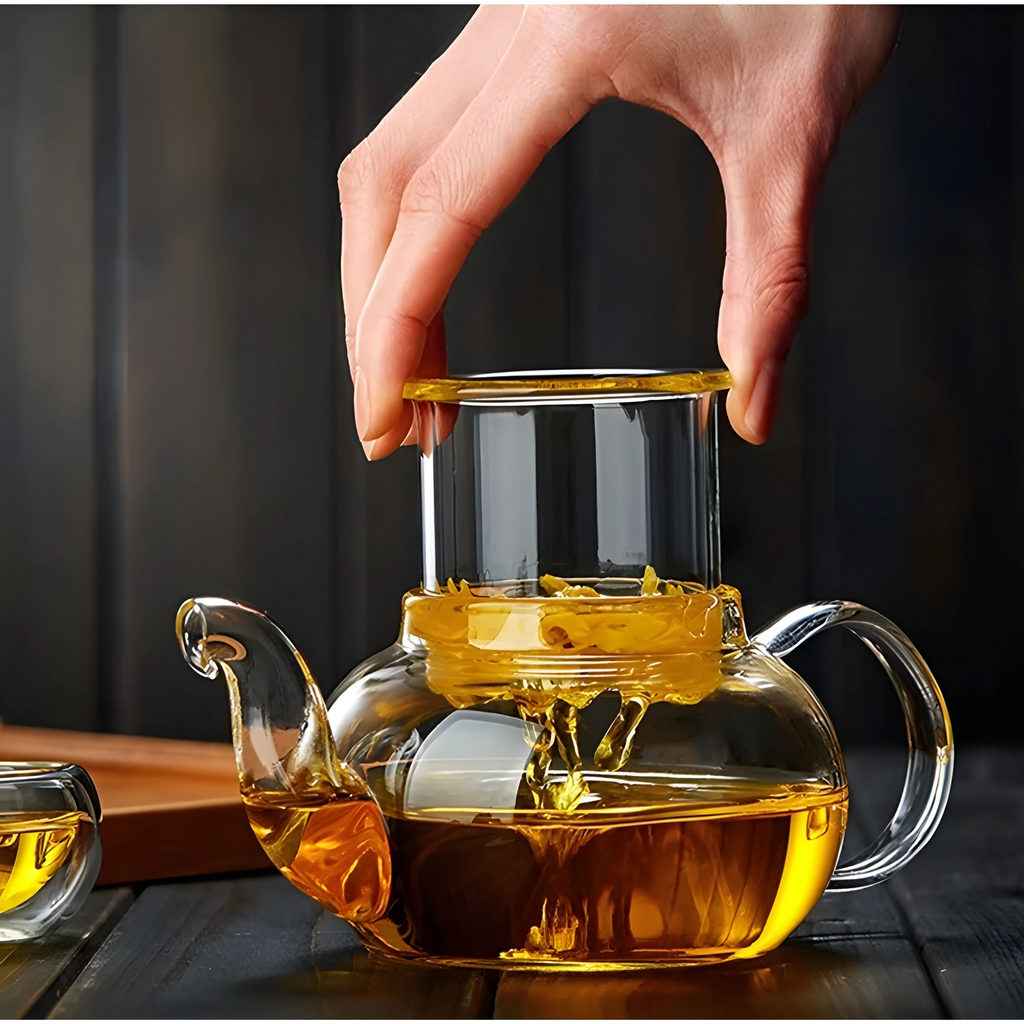 Théière en verre transparente avec filtre | Design élégant