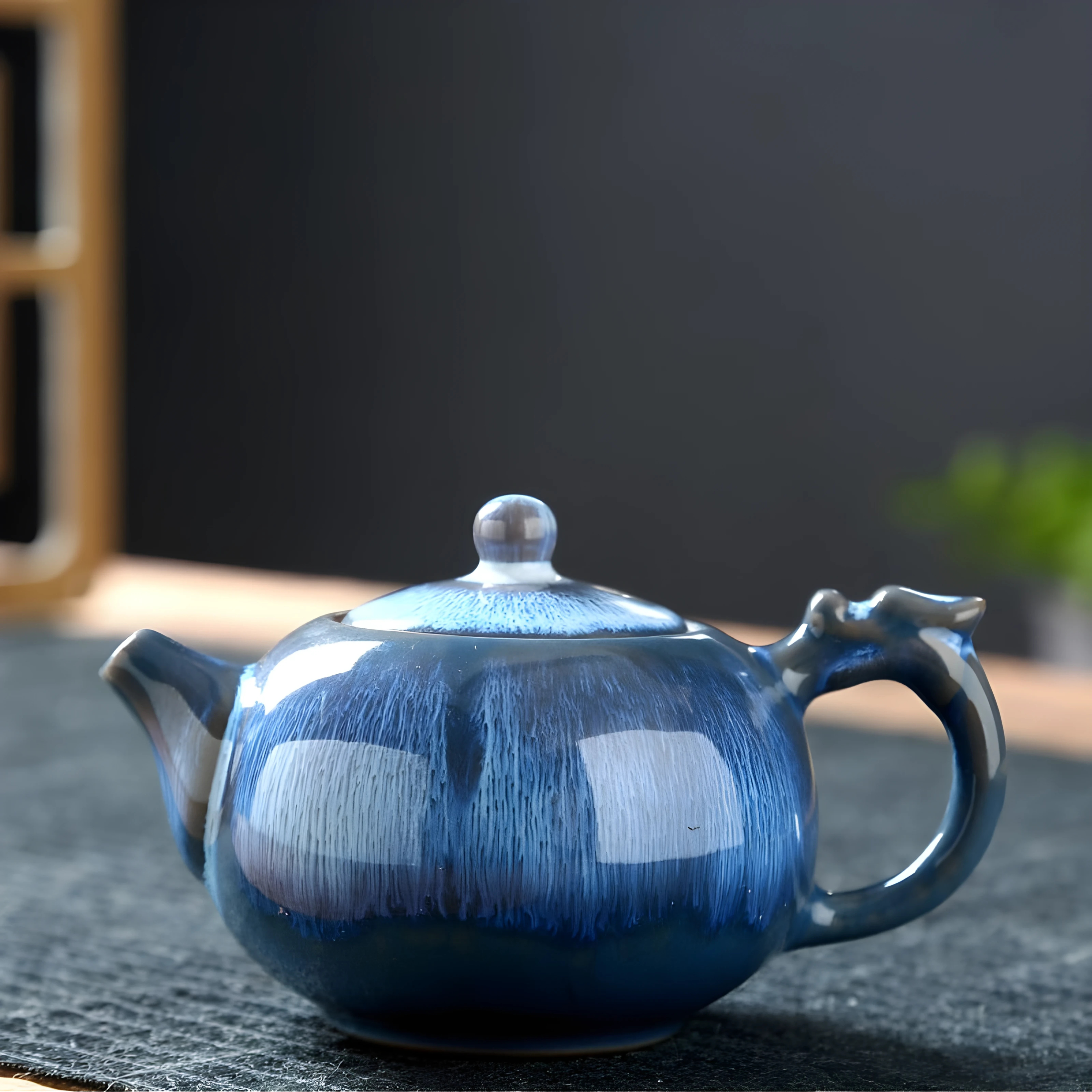 Théière japonaise artisanale en céramique émaillée | Bleu Océan
